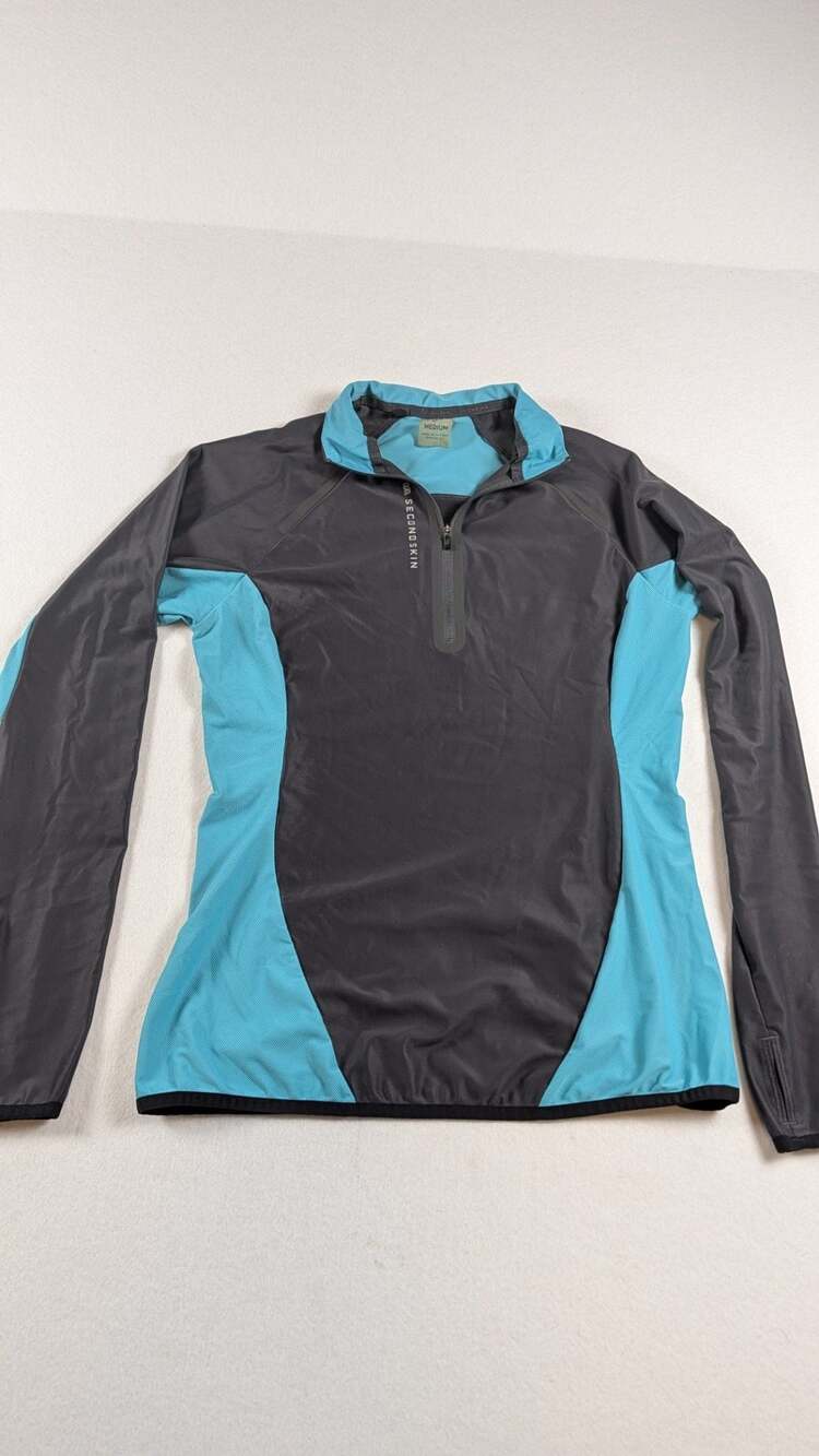 Second Skin Women's 1/4 Zip Compression Athletic Long Sleeve Pullover Jacket Siz